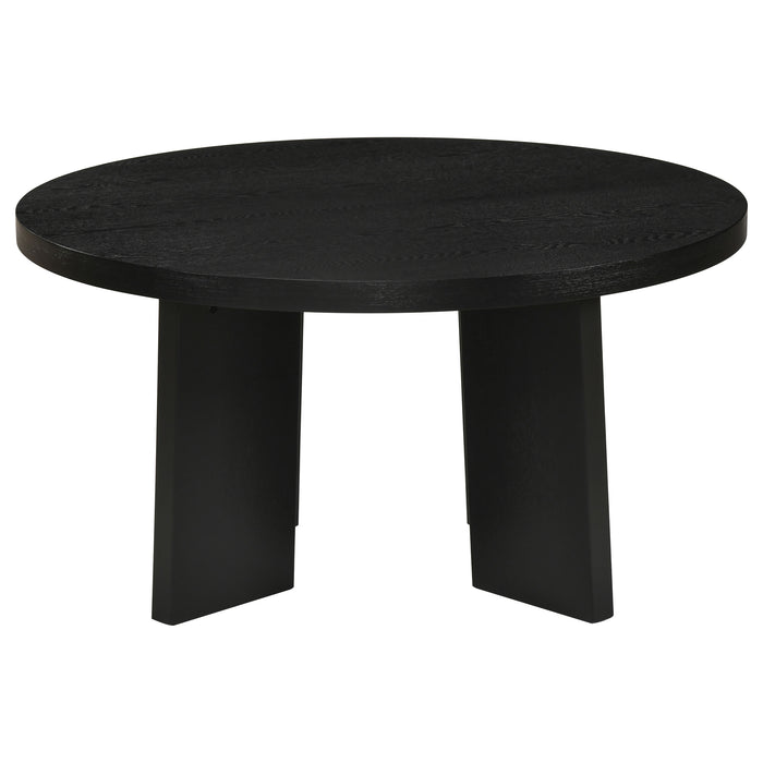 Strouse 3-Piece Round Coffee and End Table Set in Black