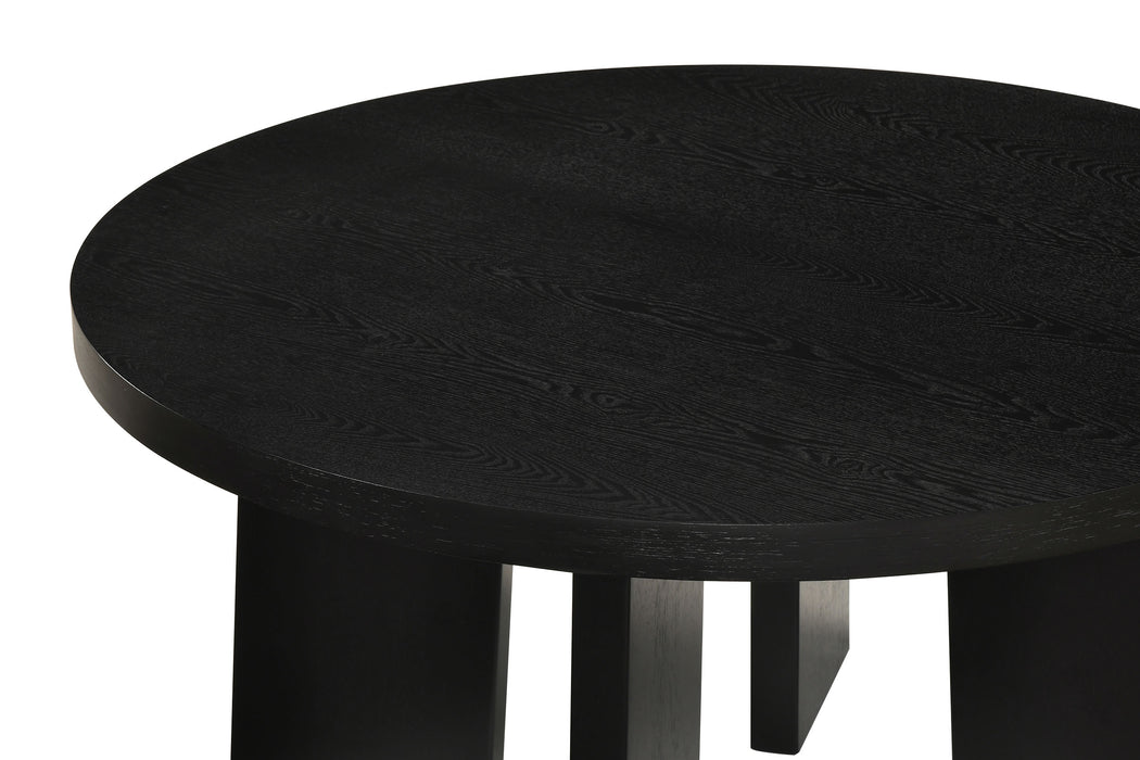 Strouse 3-Piece Round Coffee and End Table Set in Black