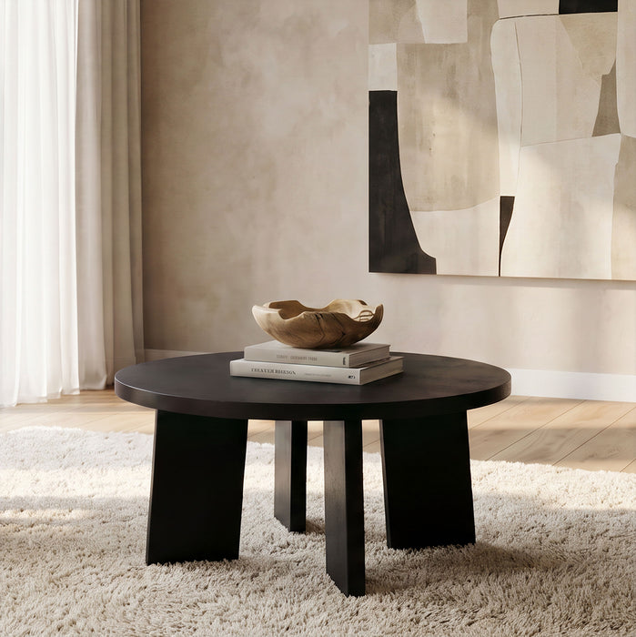 Strouse Contemporary Round Coffee Table in Black