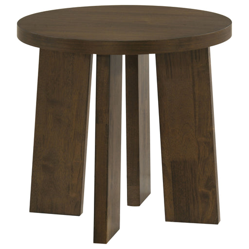 CoasterEveryday contemporary round end table in walnut finish