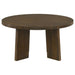 CoasterEveryday Strouse 2-piece round coffee and end table set in walnut veneer