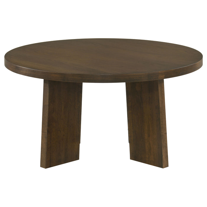Strouse 2-Piece Round Coffee and End Table Set in Dark Walnut
