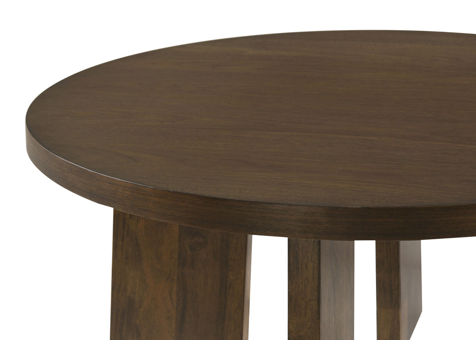 Strouse 2-Piece Round Coffee and End Table Set in Dark Walnut