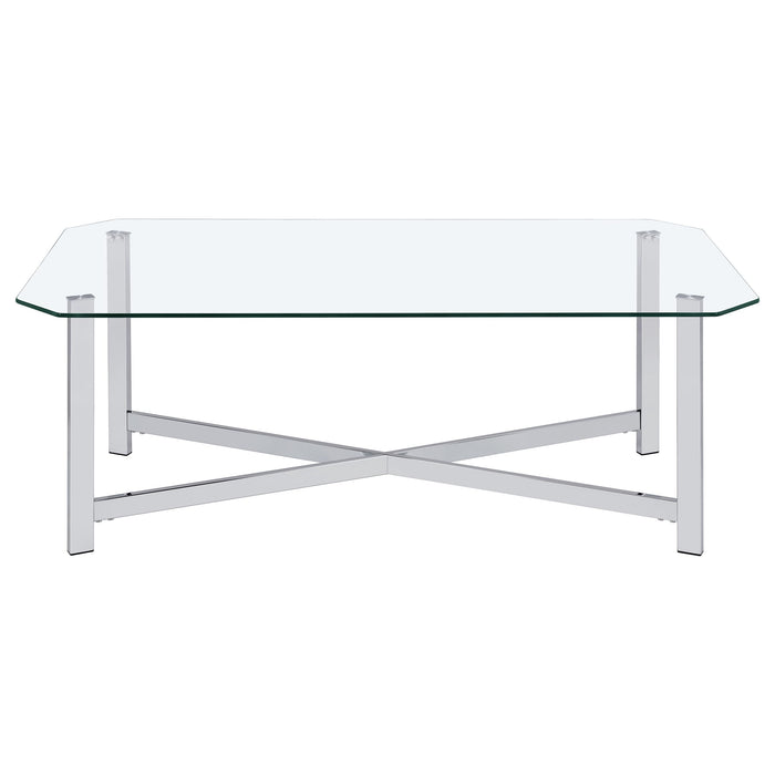 Cronin Rectangular Tempered Glass Top Cocktail Coffee Table Chrome