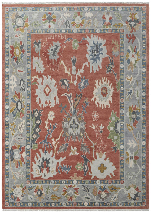 12' X 15' Floral Hand Knotted Area Rug With Fringe - Red