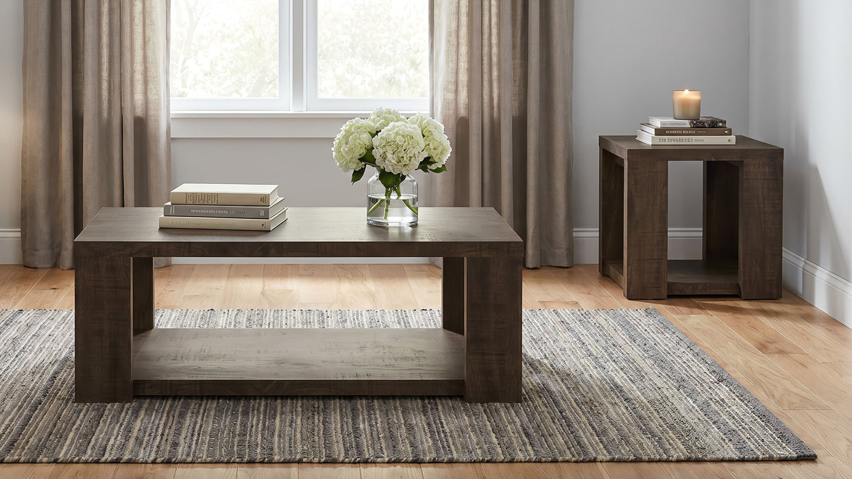 Pavone Transitional Square End Table with Lower Shelf Dark Rustic Mango
