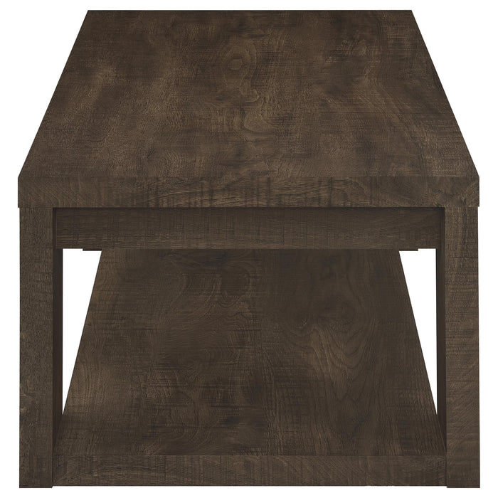 Pavone 2-Piece Coffee and End Table Set with Open Shelves Dark Rustic Mango