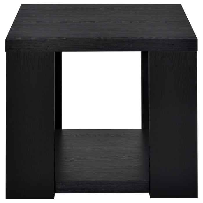 Pavone 2-Piece Transitional Coffee and End Table Set with Shelves Black