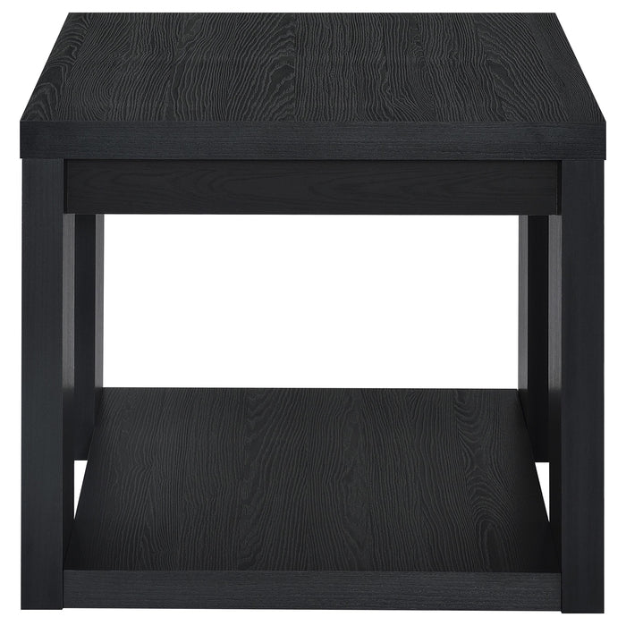 Pavone 2-Piece Transitional Coffee and End Table Set with Shelves Black