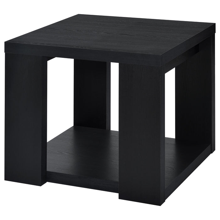 Pavone 3-Piece Transitional Coffee and End Table Set with Shelves Black