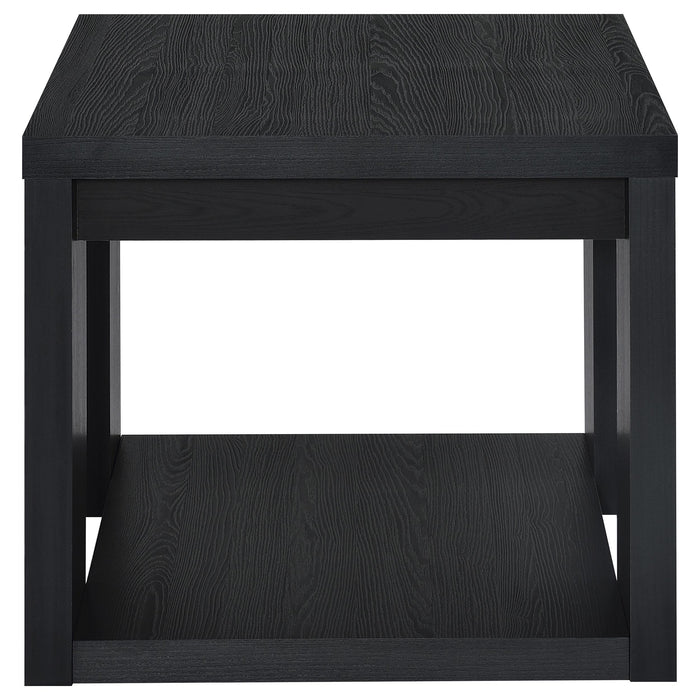 Pavone 3-Piece Transitional Coffee and End Table Set with Shelves Black