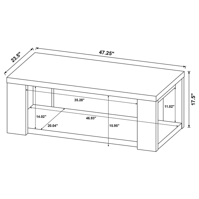 Pavone 3-Piece Transitional Coffee and End Table Set with Shelves Black