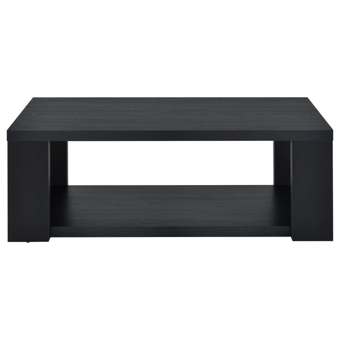 Pavone Transitional Rectangular Coffee Table with Open Lower Shelf Black
