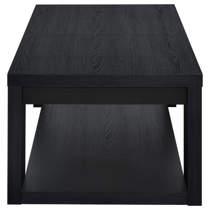 Pavone Transitional Rectangular Coffee Table with Open Lower Shelf Black