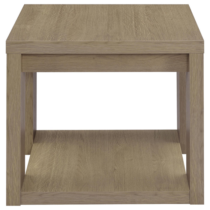 Pavone Transitional Square Storage End Table with Open Lower Shelf Latte