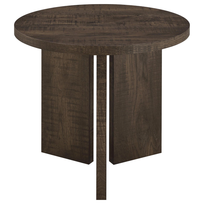 Aragon 2-Piece Round Coffee and End Table Set Dark Rustic Mango