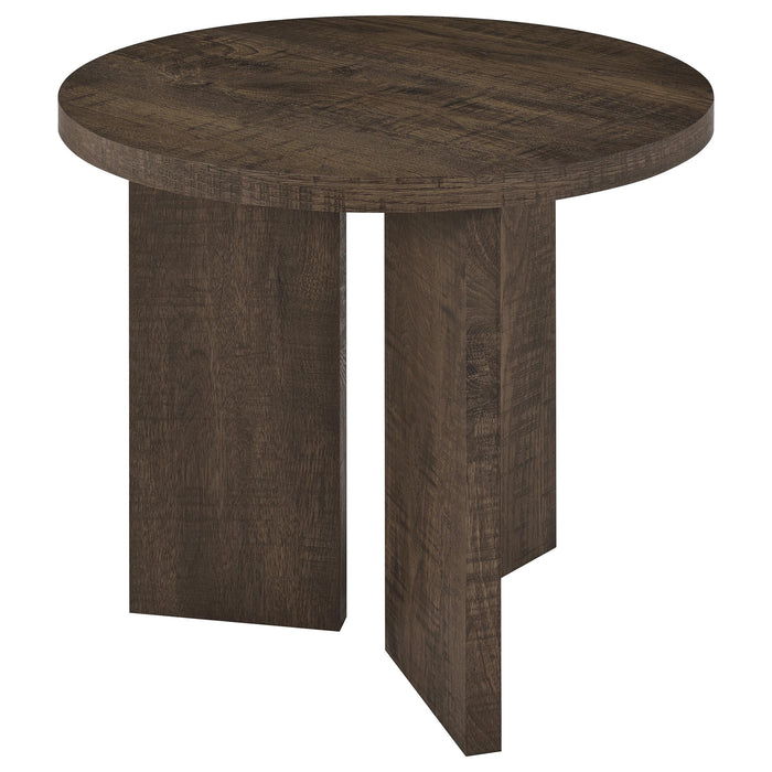 Aragon 3-Piece Round Coffee and End Table Set Dark Rustic Mango