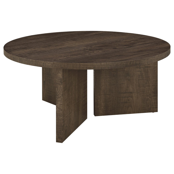 Aragon 3-Piece Round Coffee and End Table Set Dark Rustic Mango