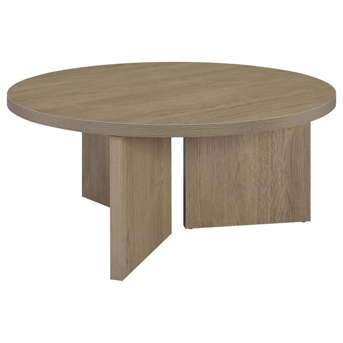 Aragon 3-Piece Round Coffee and End Table Set Latte