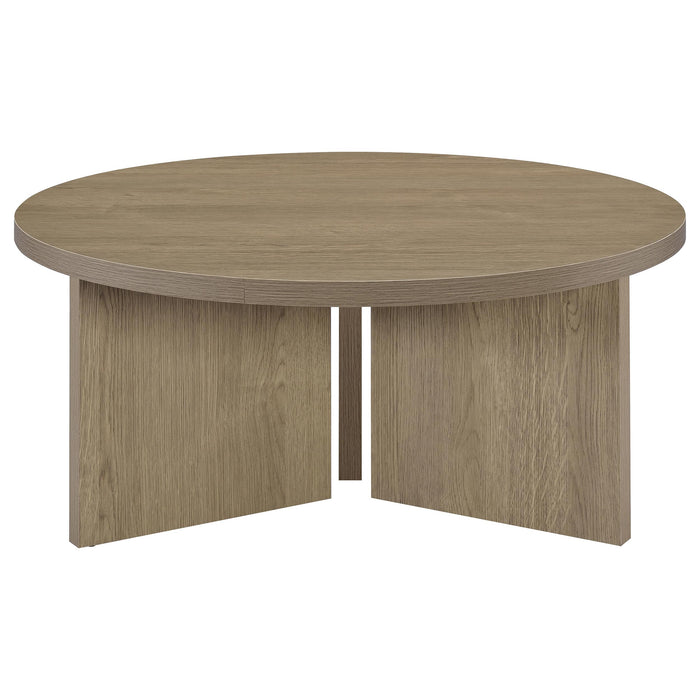 Aragon 3-Piece Round Coffee and End Table Set Latte