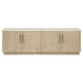 Lucaire 4-door TV stand by CoasterEveryday in honed cream and sandstone, sized for TVs up to 77 inches