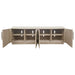 Lucaire 4-door TV stand by CoasterEveryday in honed cream and sandstone for TVs up to 77 inches
