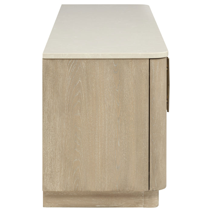 CoasterEveryday Lucaire 4-door TV stand in honed cream and sandstone for TVs up to 77 inches