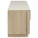 CoasterEveryday Lucaire 4-door TV stand in honed cream and sandstone for TVs up to 77 inches