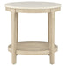 Lucaire round end table with honed cream and sandstone cultured marble top by CoasterEveryday