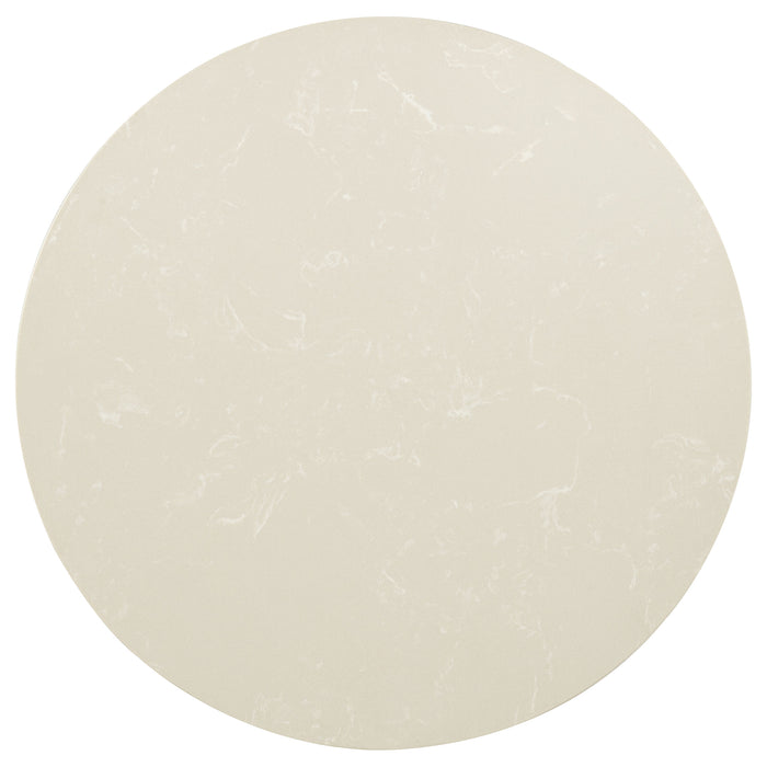 Lucaire round end table by CoasterEveryday with honed cream and sandstone cultured marble top