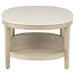 Lucaire oval coffee table with honed cream and sandstone cultured marble top by CoasterEveryday