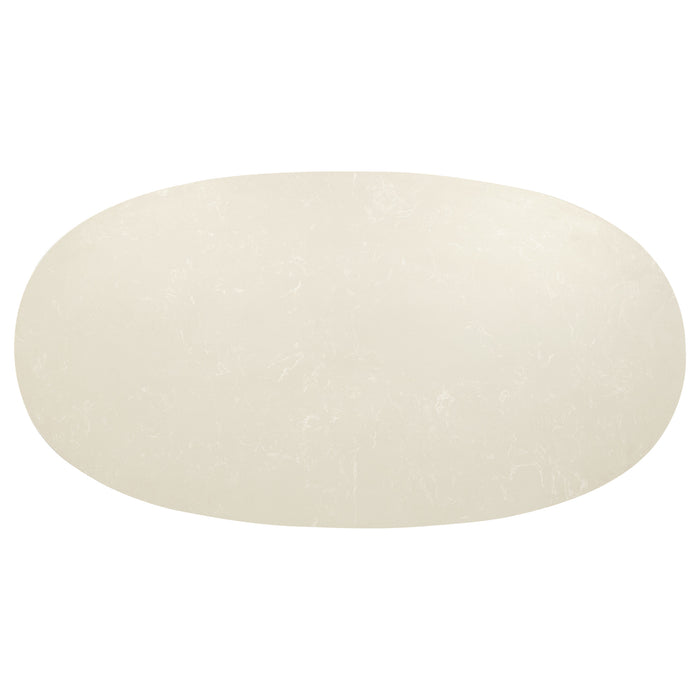 Lucaire oval coffee table with honed cream and sandstone cultured marble top by CoasterEveryday