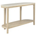 Lucaire oval console table with honed cream and sandstone cultured marble top by CoasterEveryday