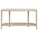 Lucaire oval console table with honed cream and sandstone cultured marble top by CoasterEveryday