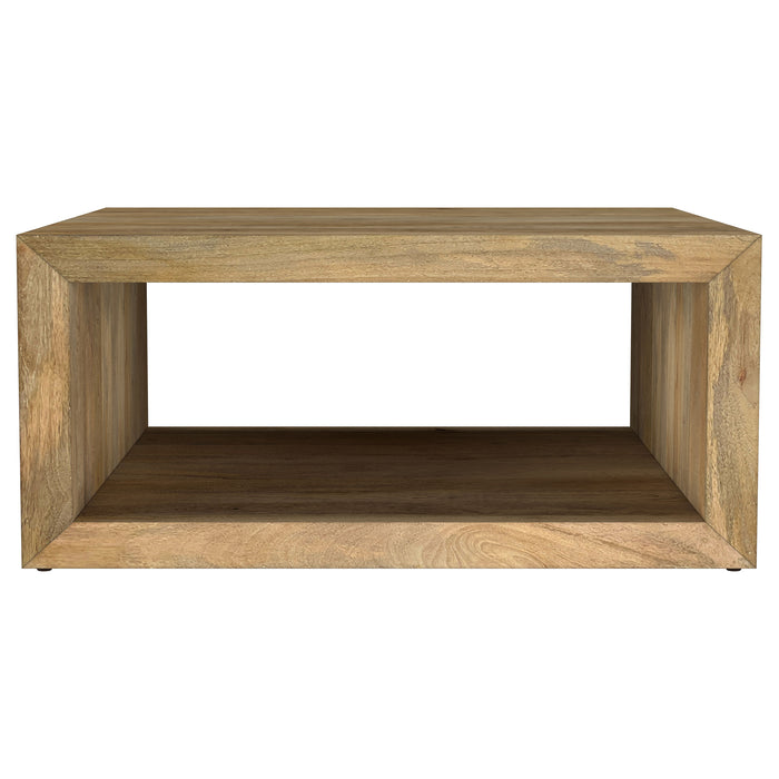 Benton Square Solid Mango Wood Coffee Table in natural finish by CoasterEveryday