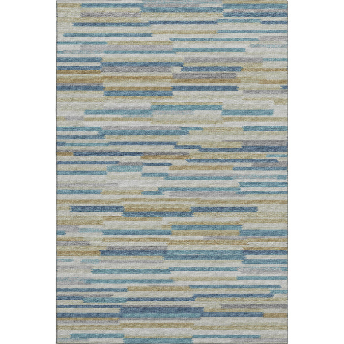 10' X 14' Abstract Washable Area Rug With UV Protection (644922) - Blue / Ivory / Gold