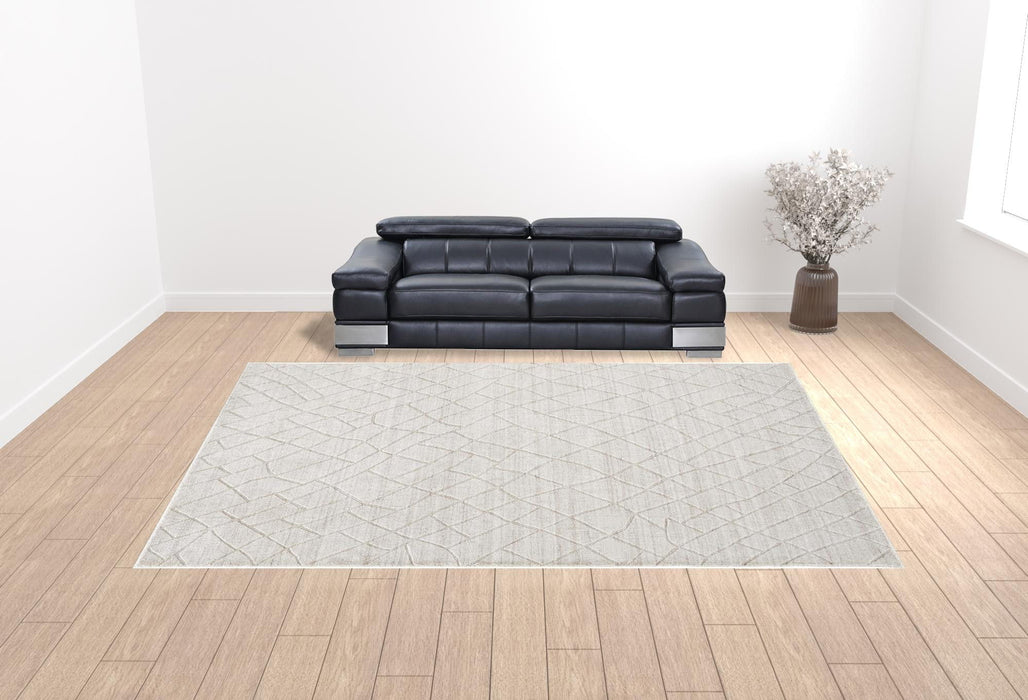 12' x 15' Striped Hand Woven Area Rug - Ivory And Gray