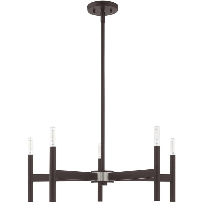 20'' 5-Light Dimmable Chandelier & Shades - Bronze