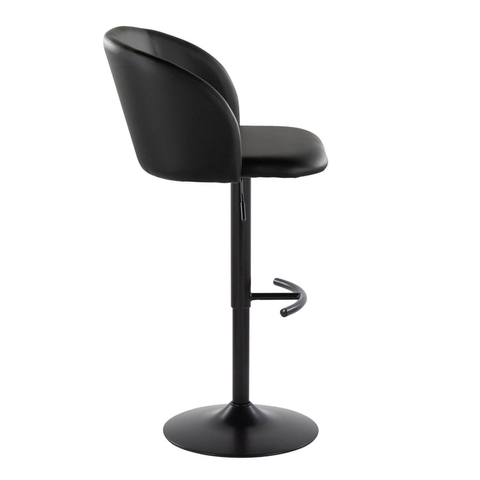 Fran - Adjustable Barstool (Set of 2) - Black Metal, Black Faux Leather