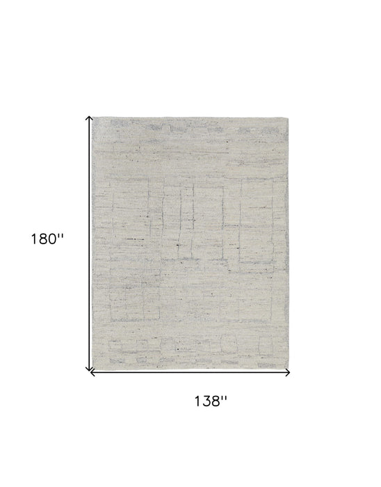 12' x 15' Abstract Hand Woven Worn Faded Area Rug - Gray And Ivory