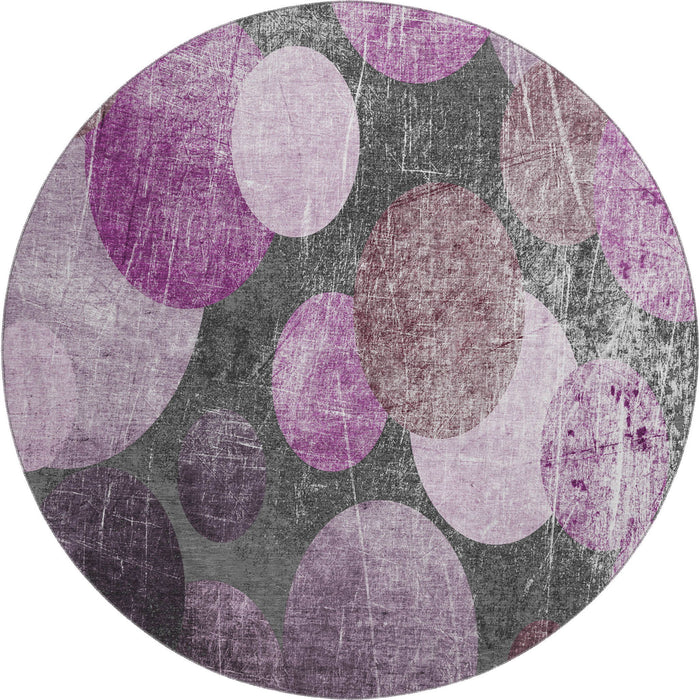 8' Abstract Washable Round Rug With UV Protection (648901) - Cabernet / Ivory