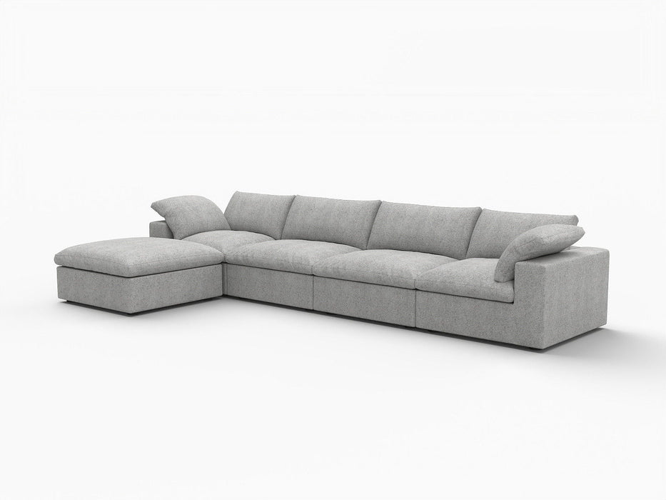 2 Piece Living Room Set Blend Modular Sofa & Ottoman Storage - Light Gray