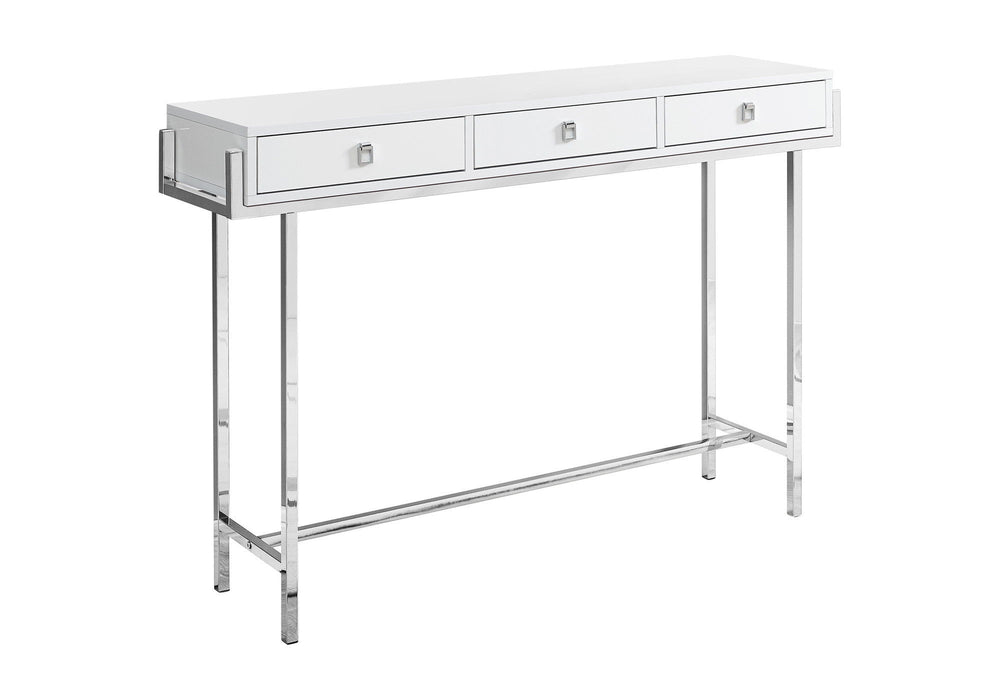 Console Table And Drawers - White And Silver