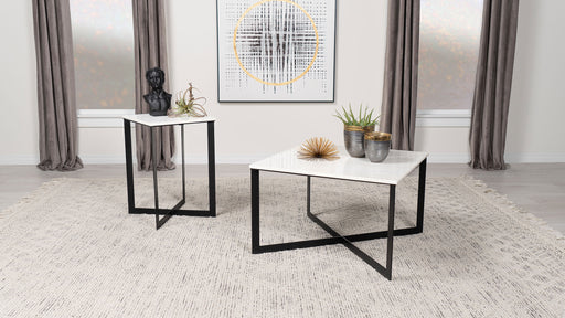 CoasterEveryday Tobin 2-piece white marble top coffee and end table set