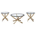 Brooke 3-piece round coffee and end table set in rose brass by CoasterEveryday