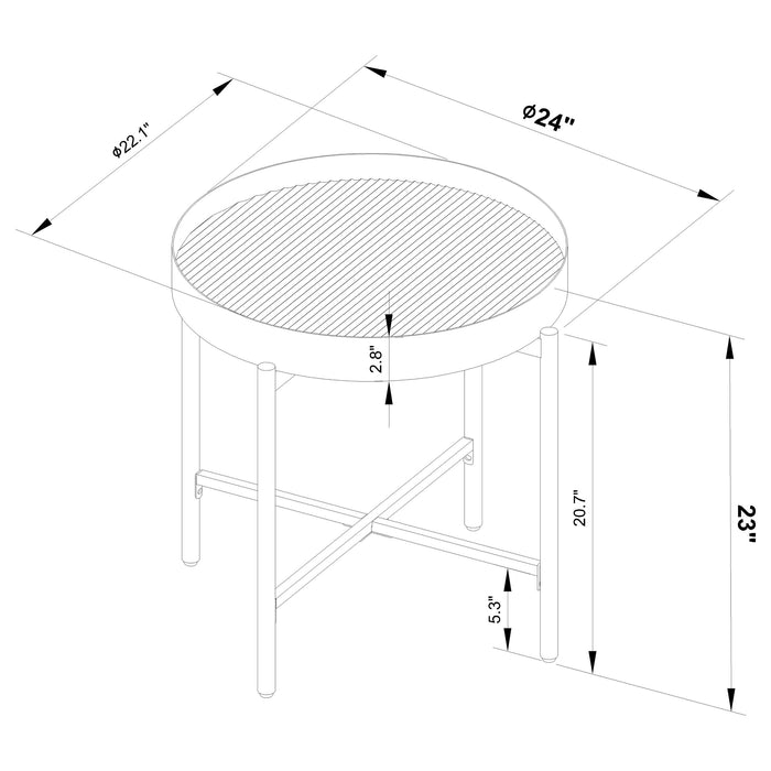 Ozella 2-piece Round Coffee and End Table Set Sandy Black