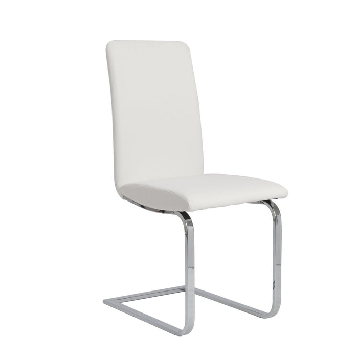 Upholstered Leather Dining Room Side Chairs (Set of 2) - White