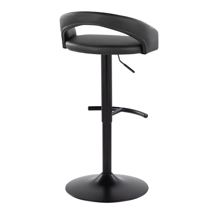 Grotto - Upholstered Adjustable Barstool - Black Metal Base