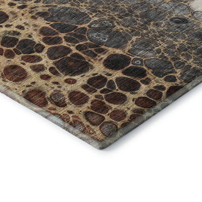 9' X 12' Abstract Distressed Washable Area Rug With UV Protection (657076) - Ivory / Gray / Gold