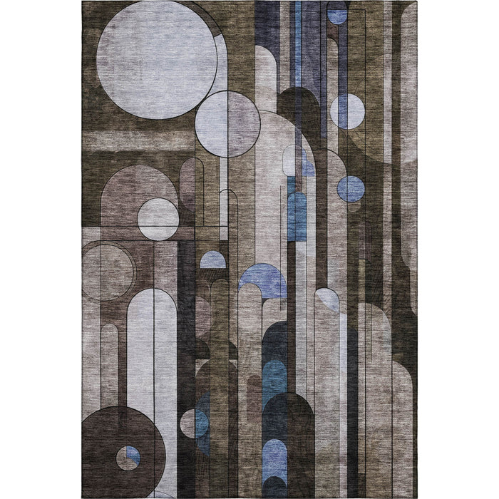10' X 14' Geometric Washable Area Rug With UV Protection (685282) - Brown / Blue / Beige
